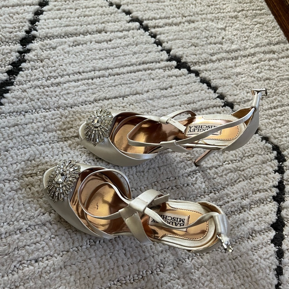 Badgley Mischka Silver Embellished Heels